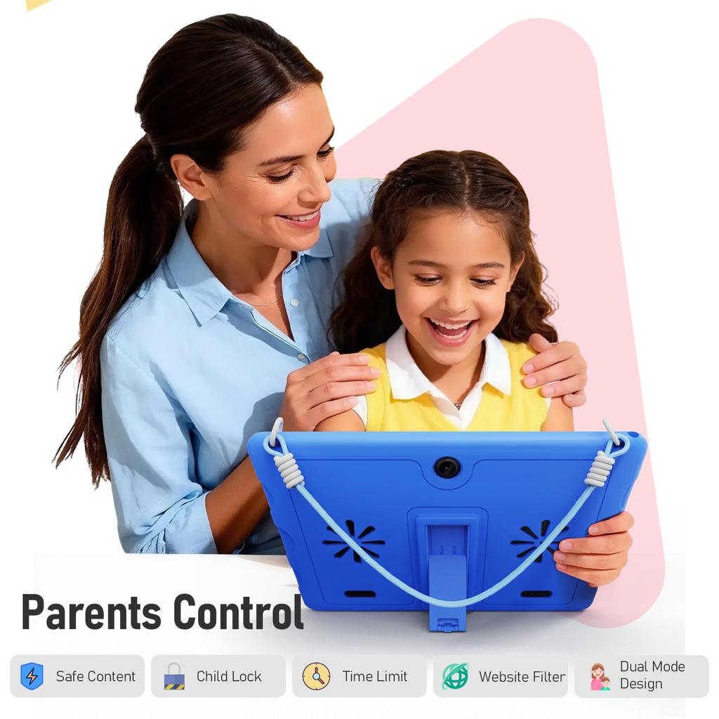 Doundy 10.1" Android 15 Kids Tablet, 6GB & Dual Camera Tablet for Kid, 6000mAh，Parent Control