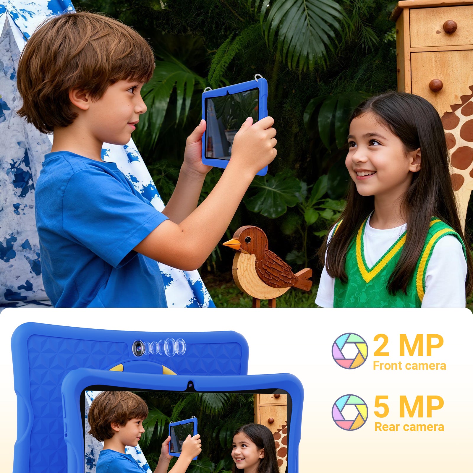 Doundy 10.1" Android 15 Kids Tablet, 6GB & Dual Camera Tablet for Kid, 6000mAh，Parent Control