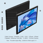 DOUNDY MID1050-AE 10.1 inch Adult Business Tablet Android 15 6GB RAM 32GB ROM