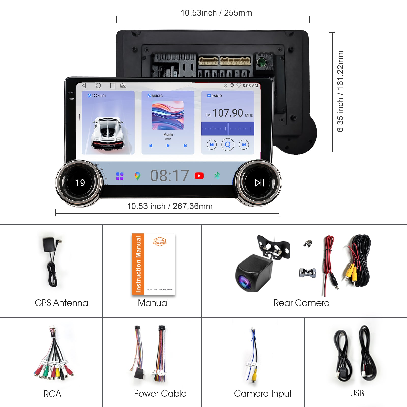 DOUNDY CVD1529-AJ 10" Double Din Car Stereo