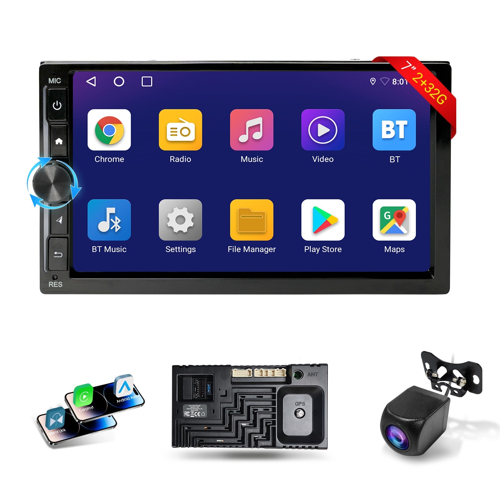 DOUNDY CVD7496-AJ 7" Double Din Car Stereo For Most Vehicles