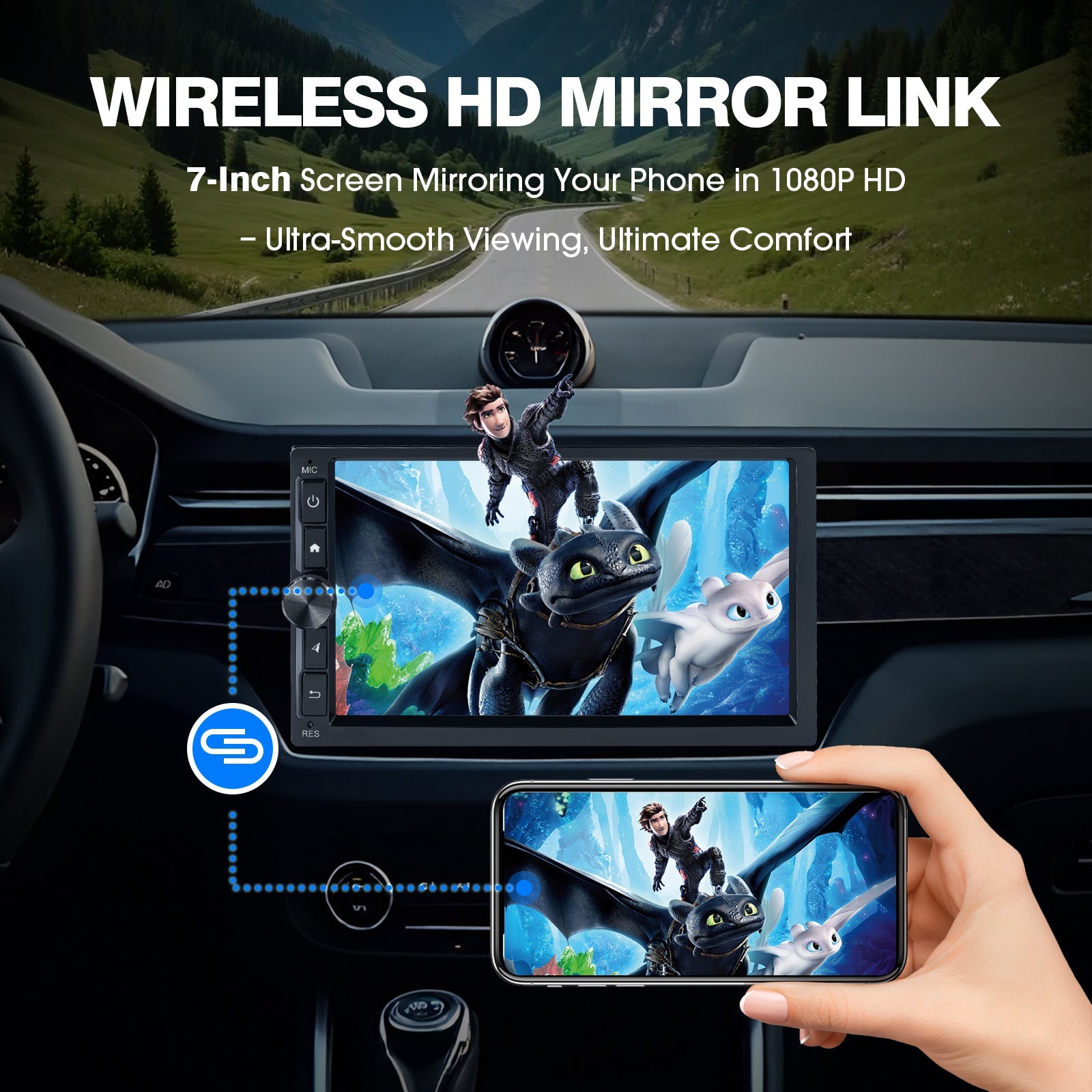 DOUNDY CVD7496-AJ 7" Double Din Car Stereo For Most Vehicles