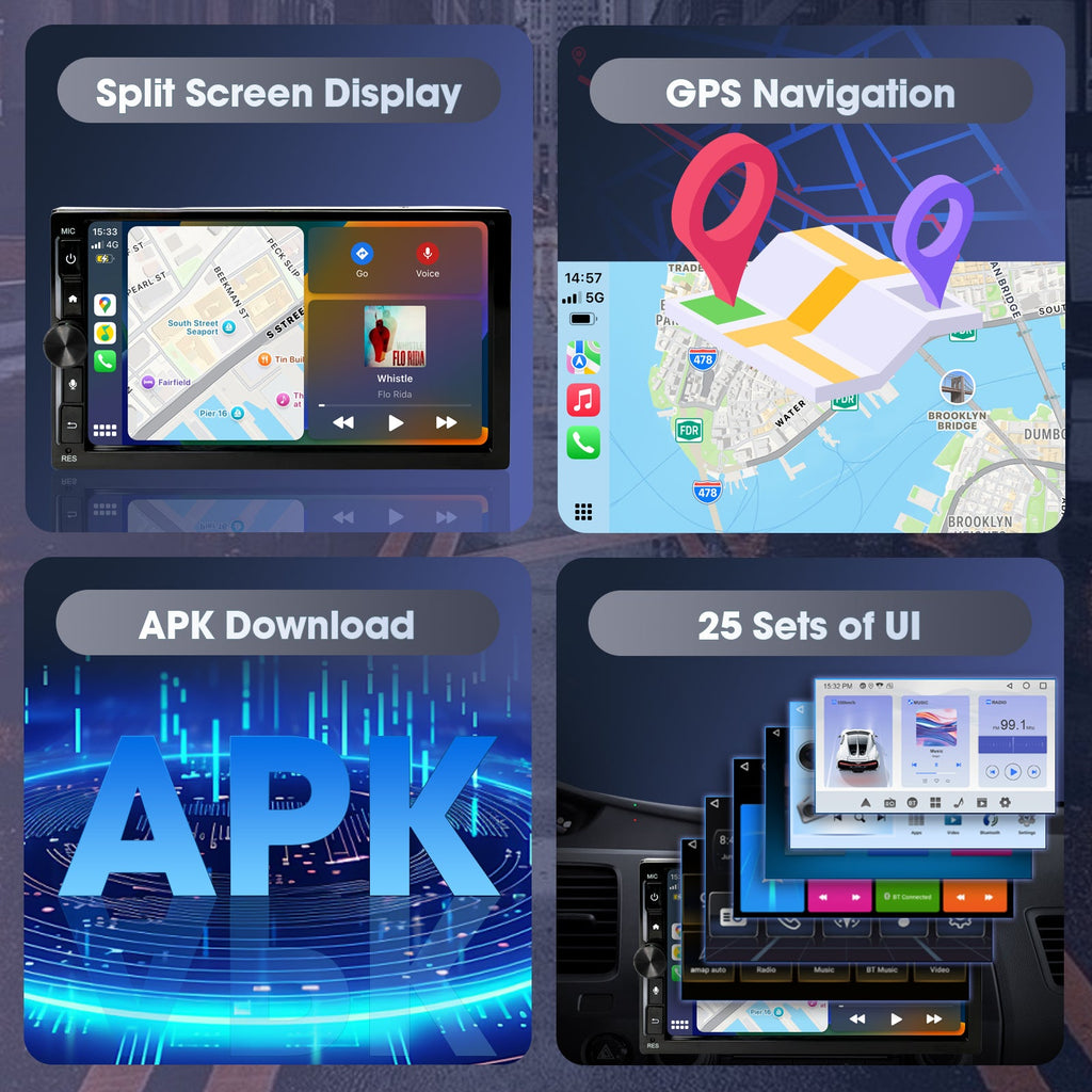 DOUNDY CVD7496-AJ 7" Double Din Car Stereo For Most Vehicles