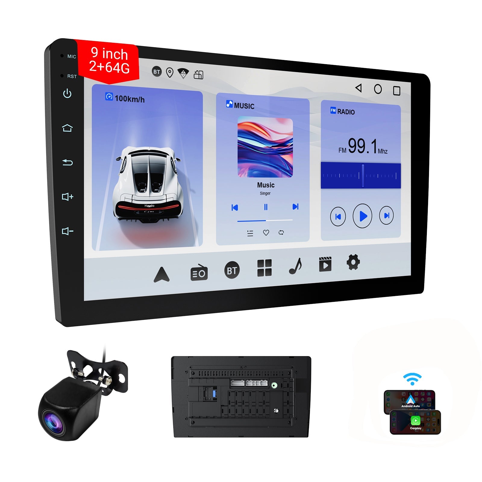 DOUNDY CVD9661-AJ 9" Double Din Car Stereo For Most Vehicles