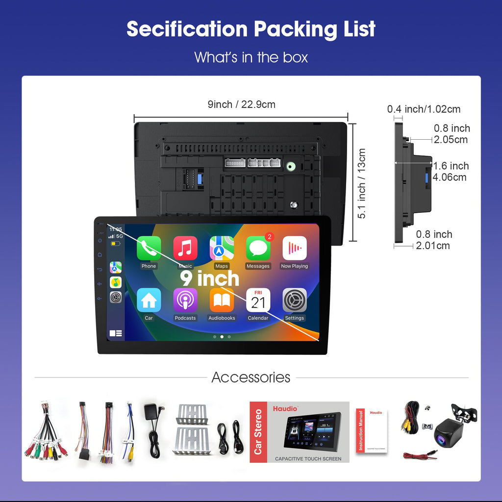 DOUNDY CVD9661-AJ 9" Double Din Car Stereo For Honda Civic