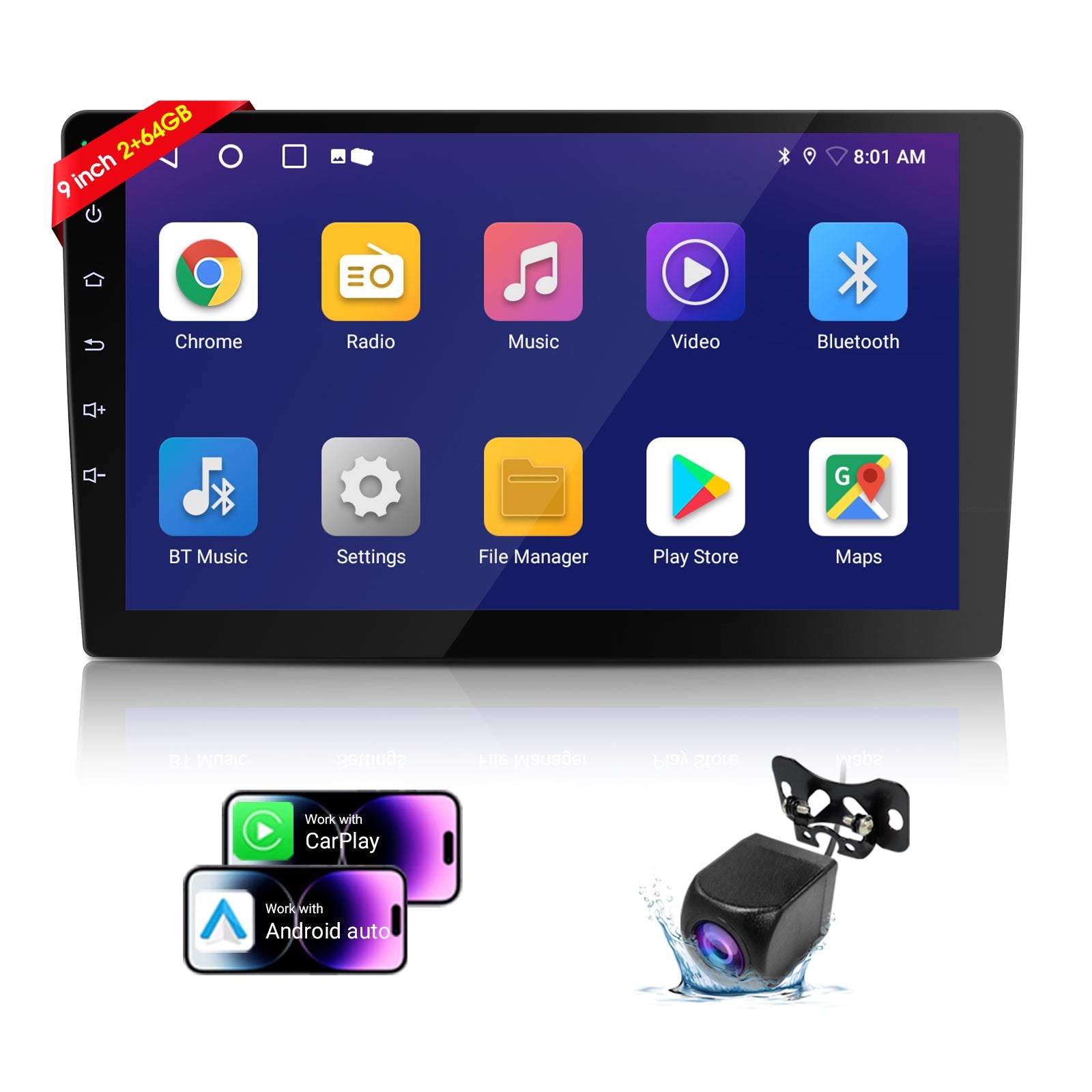 DOUNDY CVD9661-AJ 9" Double Din Car Stereo For Most Vehicles