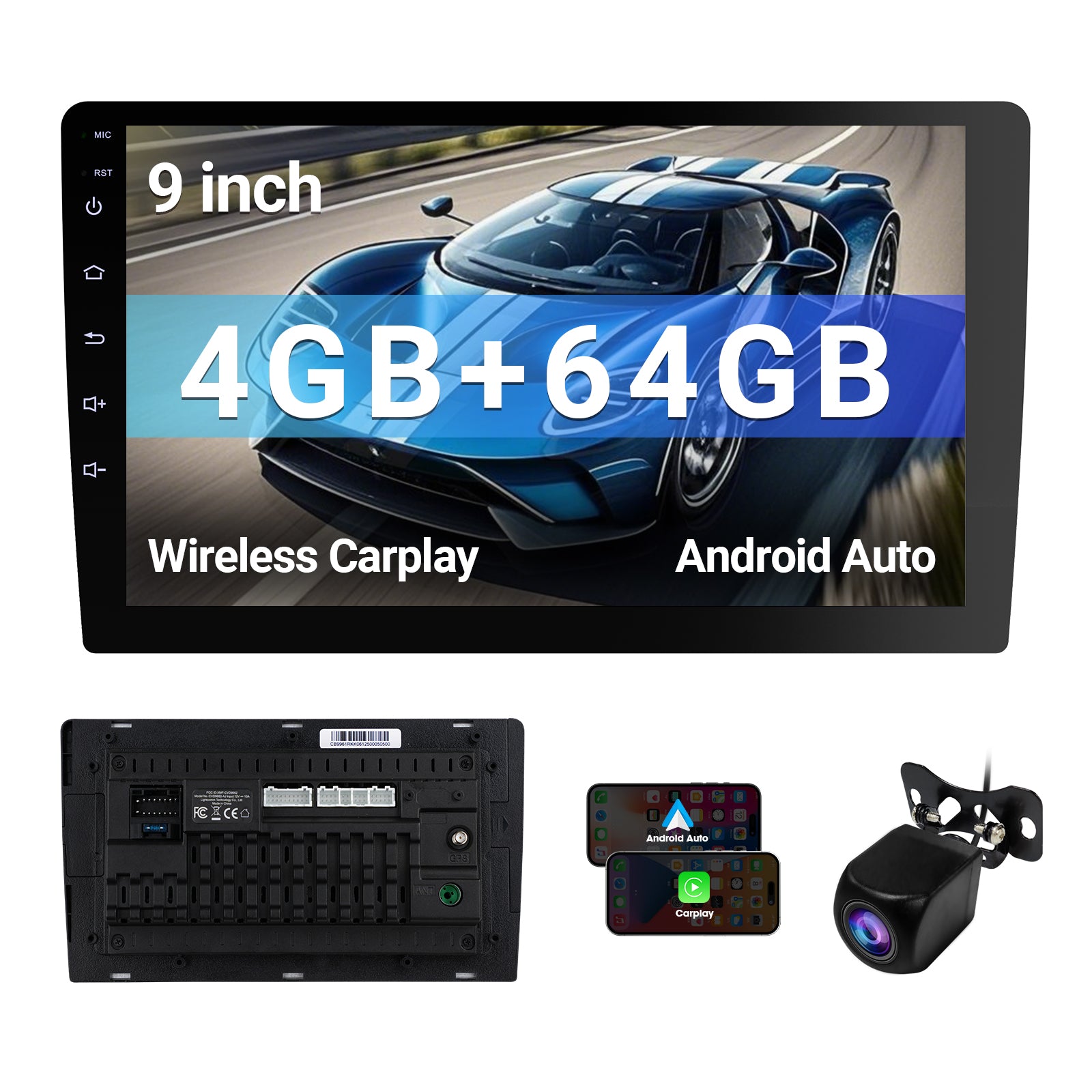 DOUNDY CVD9661-RK 9" Double Din Car Stereo