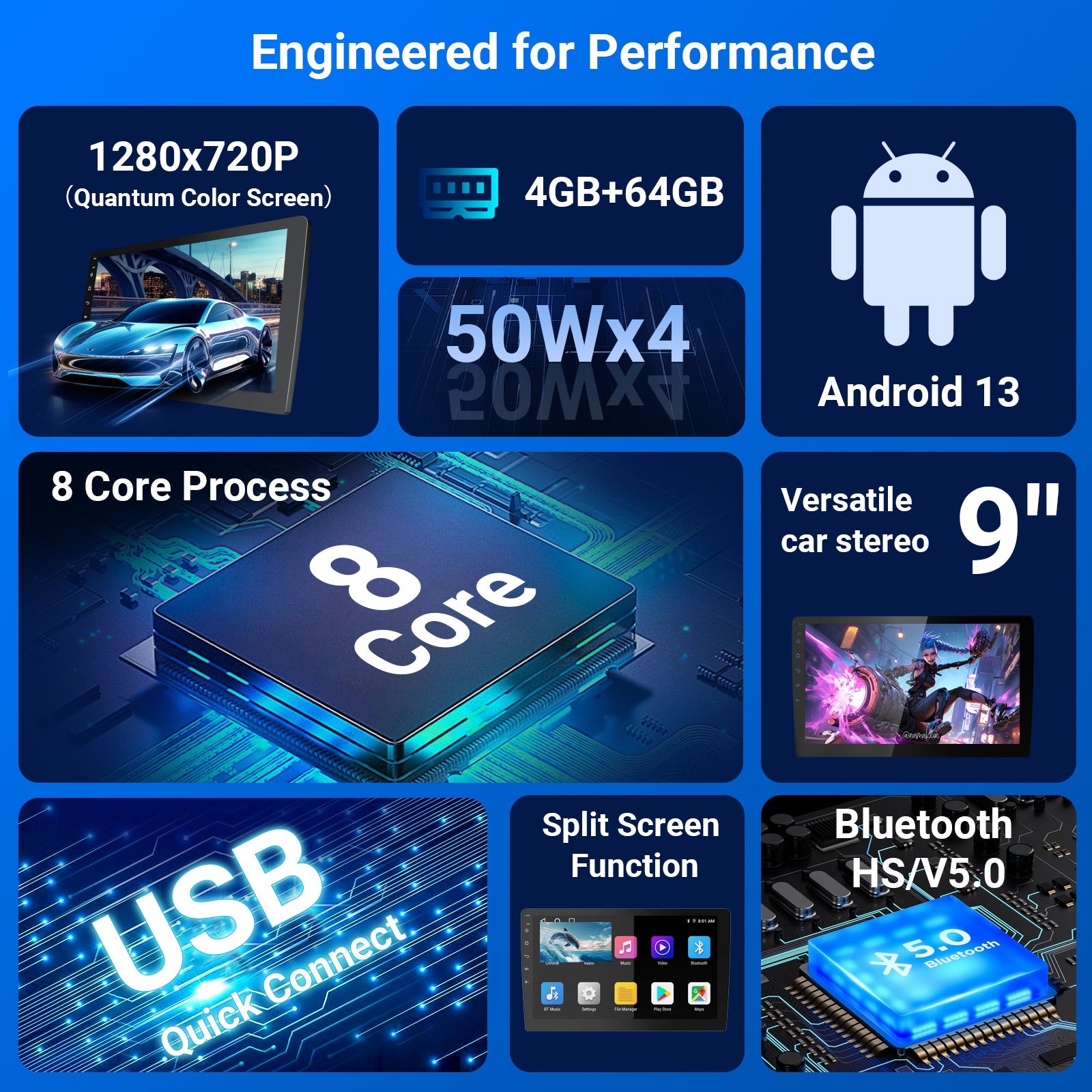 DOUNDY CVD9943-ZA 9" Double Din Car Stereo