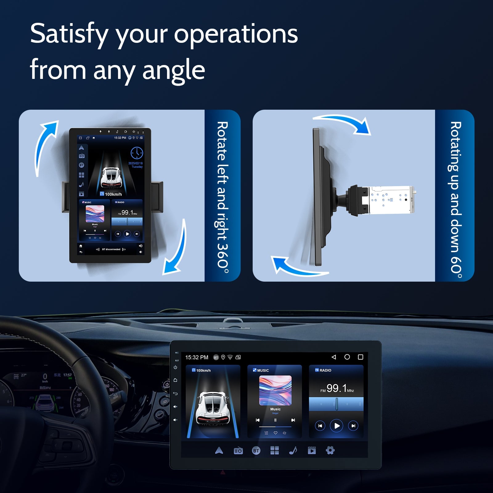 DOUNDY CVS1520A-AJ 10.1" Single Din Car Stereo