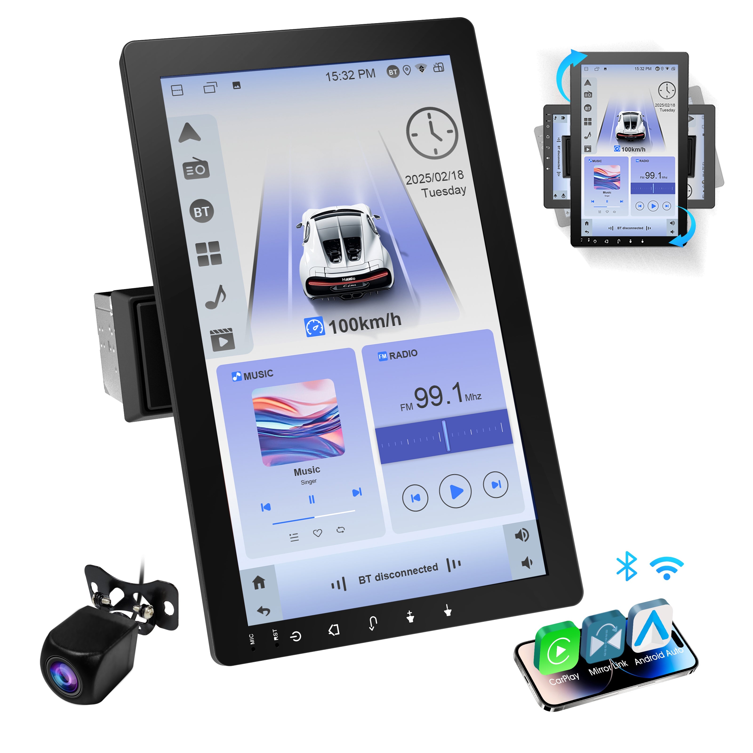 DOUNDY CVS1520A-AJ 10.1" Single Din Car Stereo