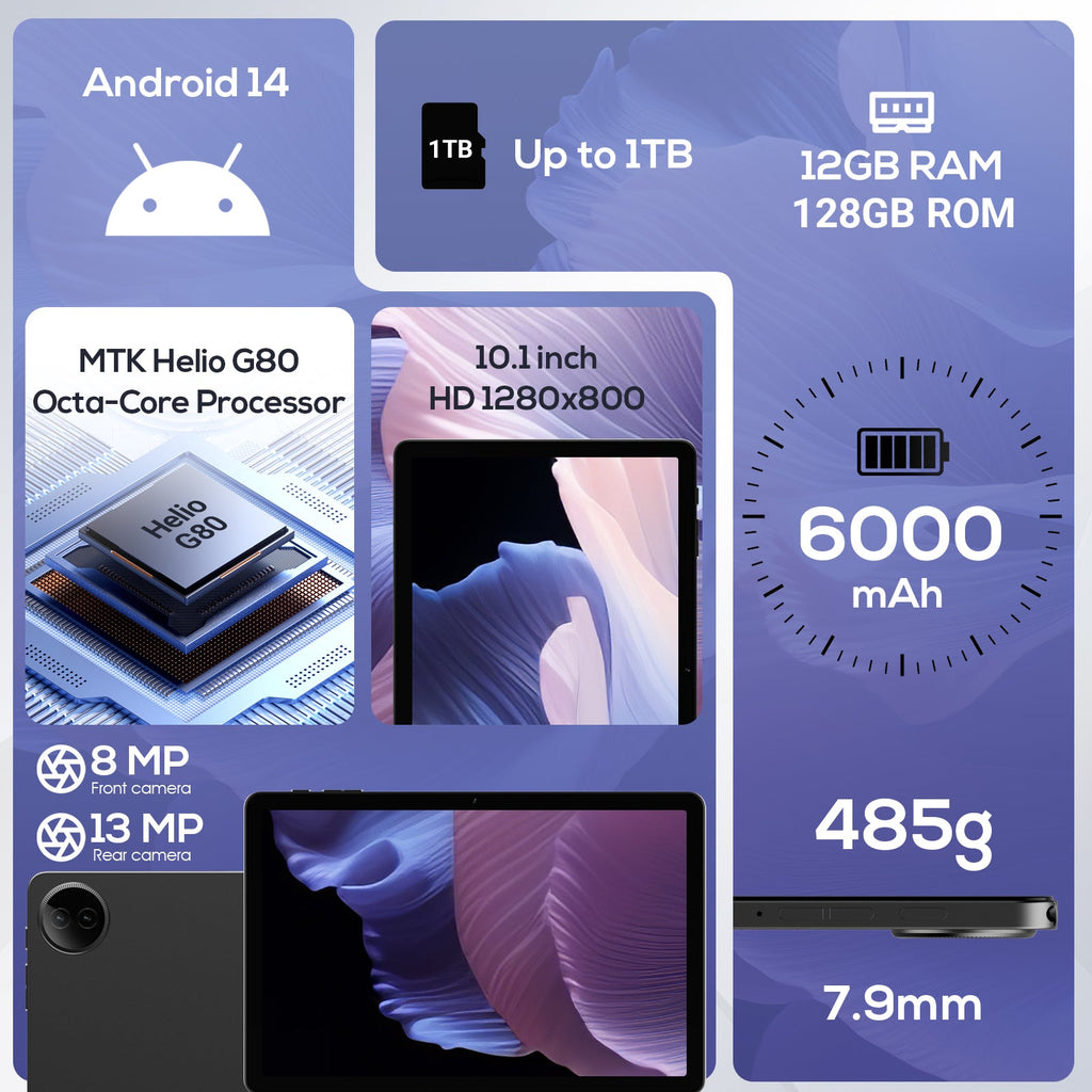 DOUNDY MID1057-MX 10.1 Inch HD Octa-Core Processor Tablet (12GB+128 GB)