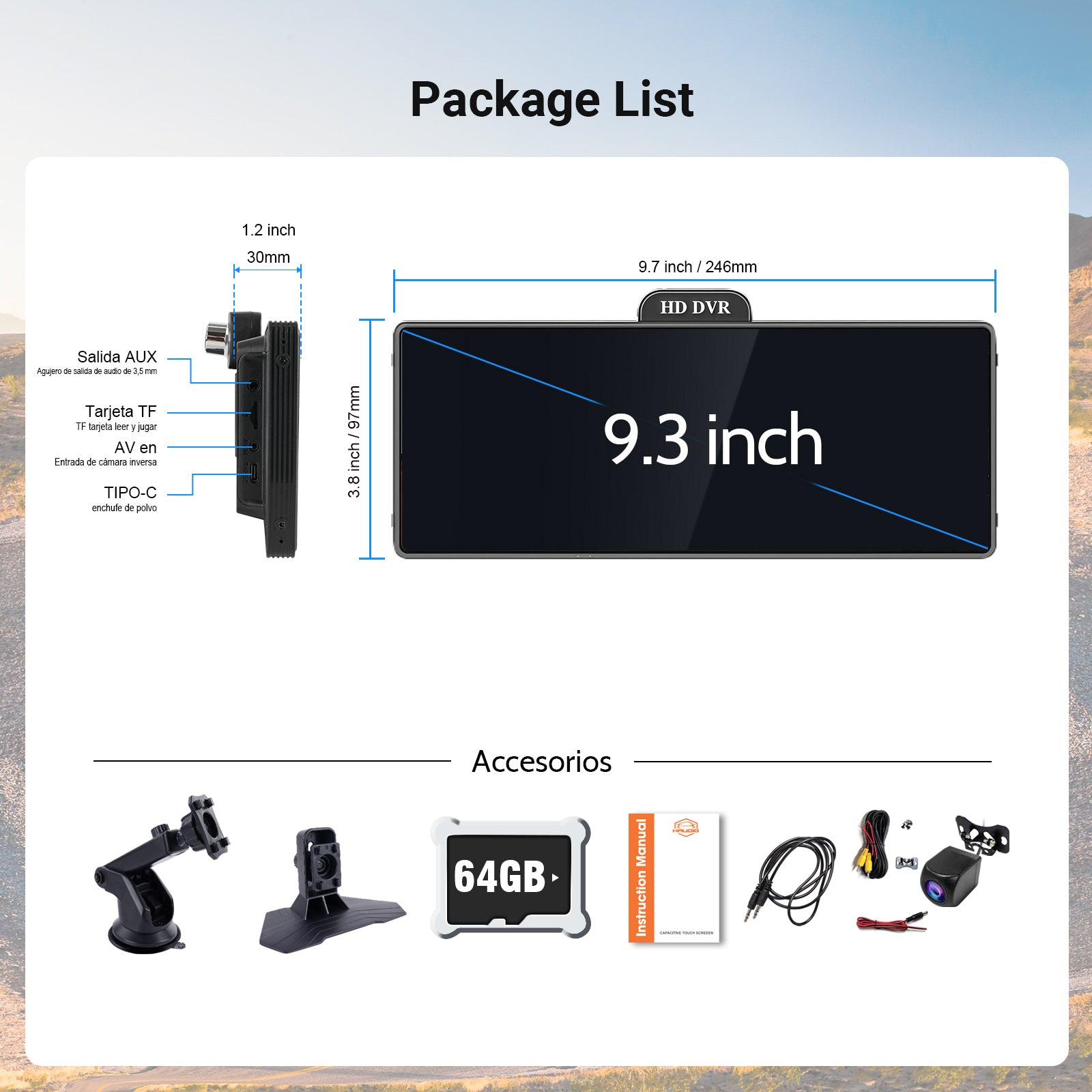 DOUNDY PND1001-AD 9.3" Portable Car Stereo For All Vehicles