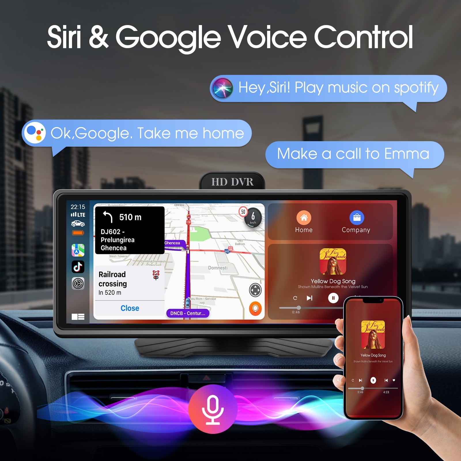 DOUNDY PND1001-AD 9.3" Portable Car Stereo For All Vehicles